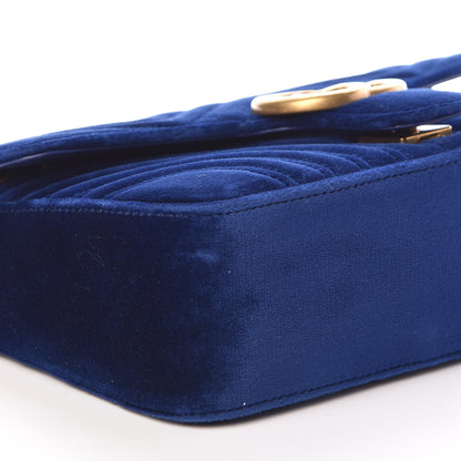 Gucci Velvet Matelasse Small GG Marmont Shoulder Bag Cobalt Blue 9 of 10