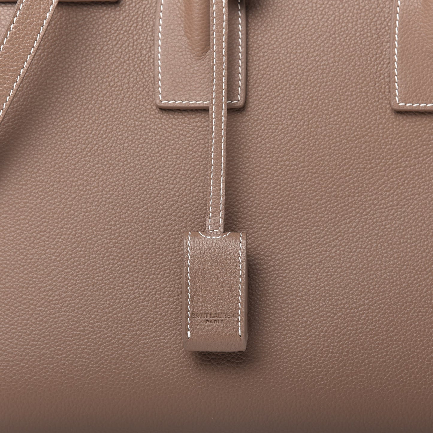 Grained Calfskin Topstitch Small Classic Sac De Jour Taupe