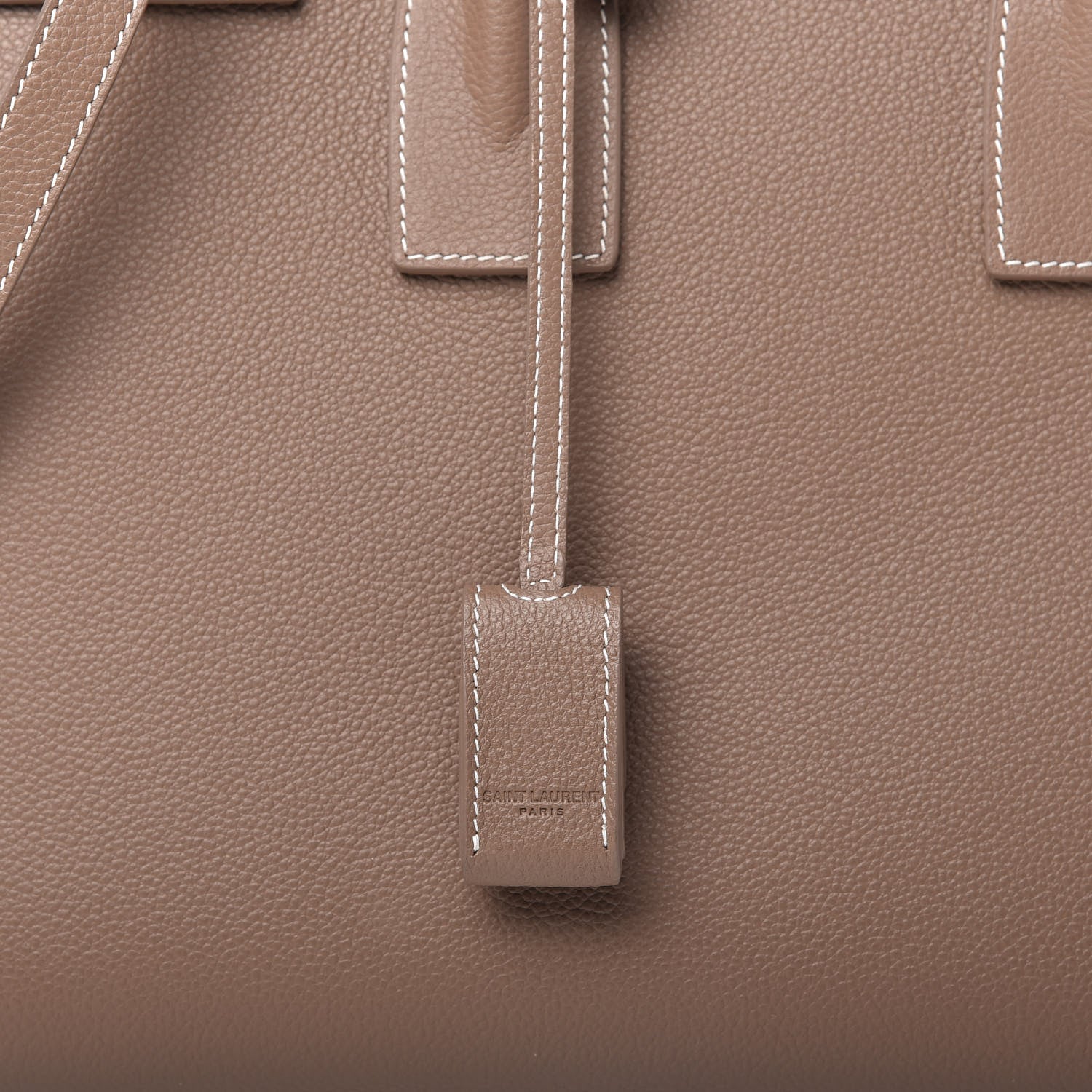 Saint Laurent Grained Calfskin Topstitch Small Classic Sac De Jour Taupe 10 of 10