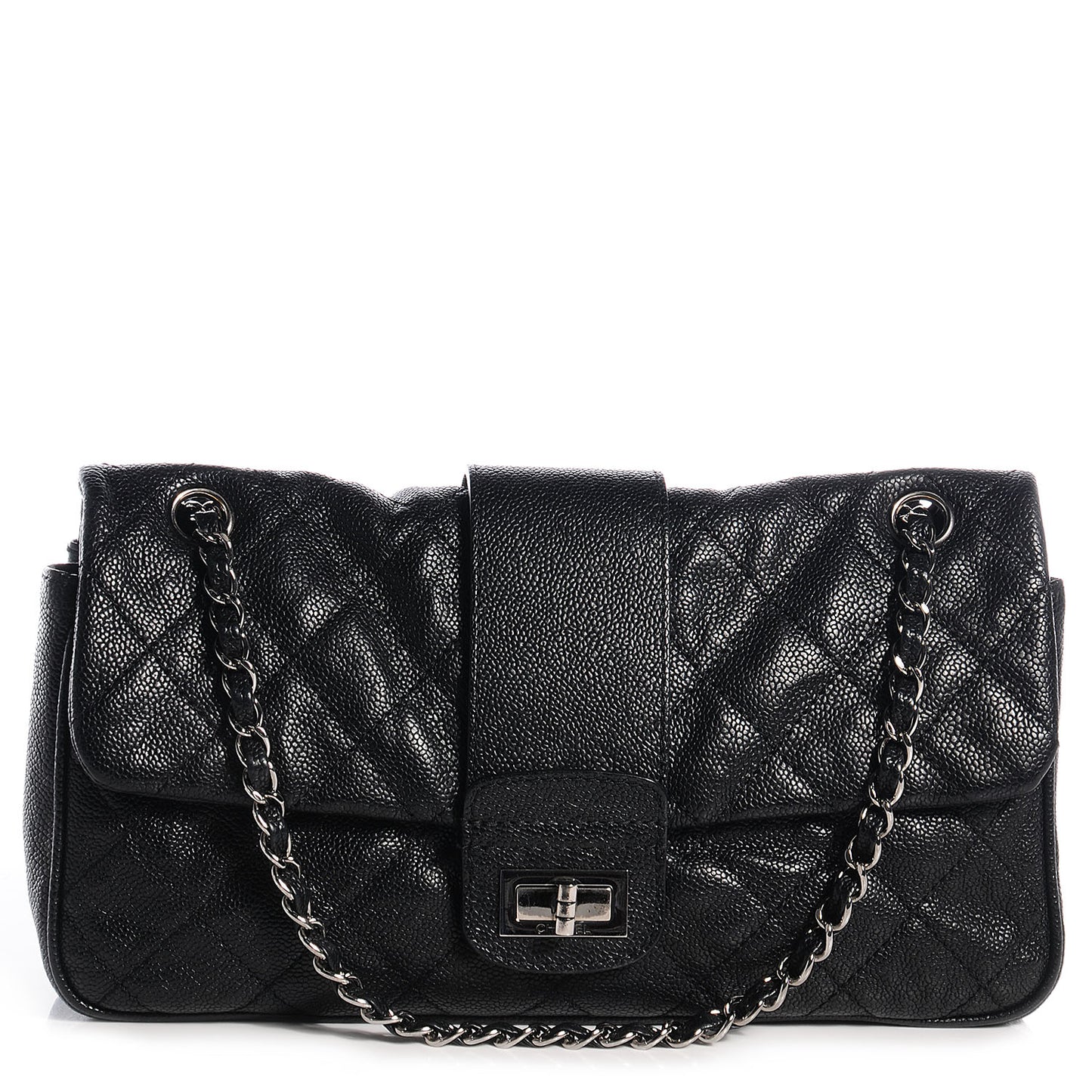 Caviar Jumbo Mademoiselle Flap Black
