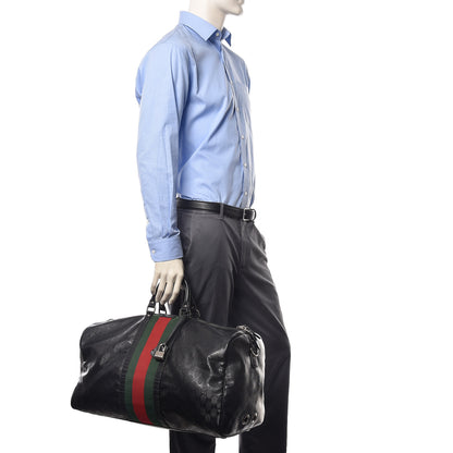 Gucci Imprime Monogram Web Carry On Duffle Bag Black 2 of 19