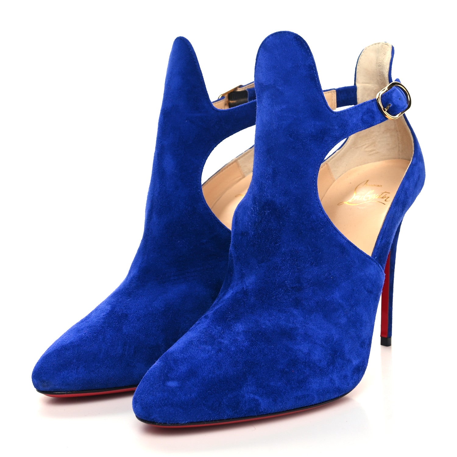 Christian Louboutin Veau Velours Canadada 100 Booties 37.5 Metal Blue 3 of 7