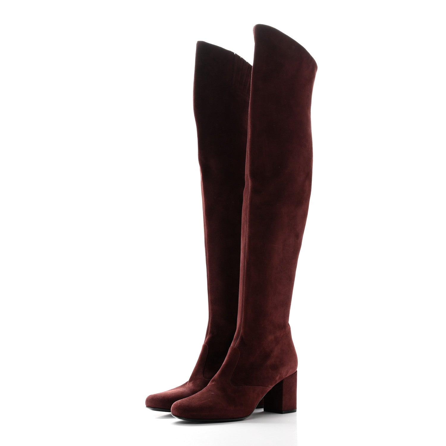 Saint Laurent Suede Babies Over The Knee Boots 36.5 Amaranto 3 of 14