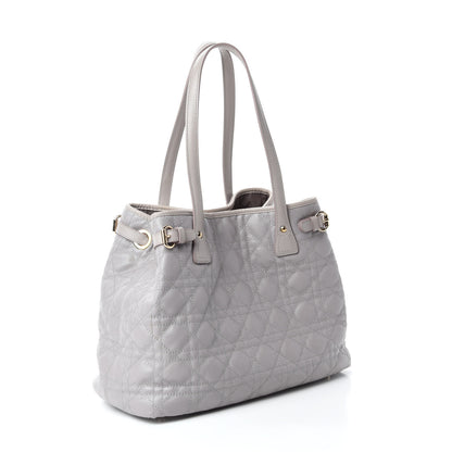 Christian Dior Coated Canvas Cannage Small Panarea Tote Grey 3 of 10