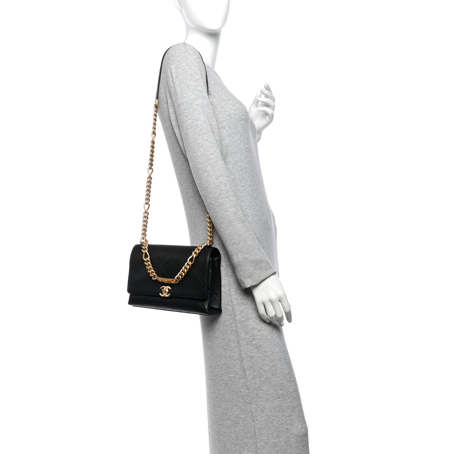 Chanel Caviar Quilted Bracelet On Chain Flap Black 2 of 12