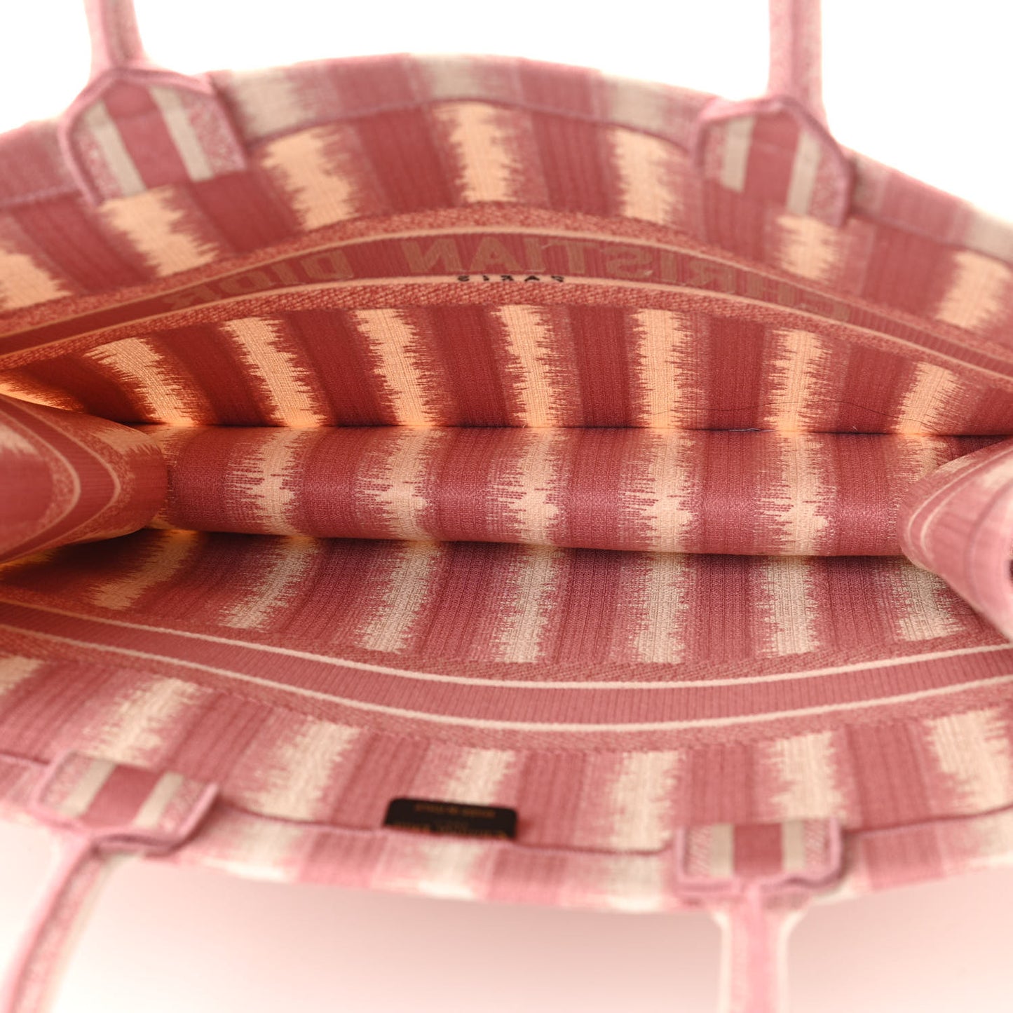 Canvas Embroidered Large Striped Book Tote Pink