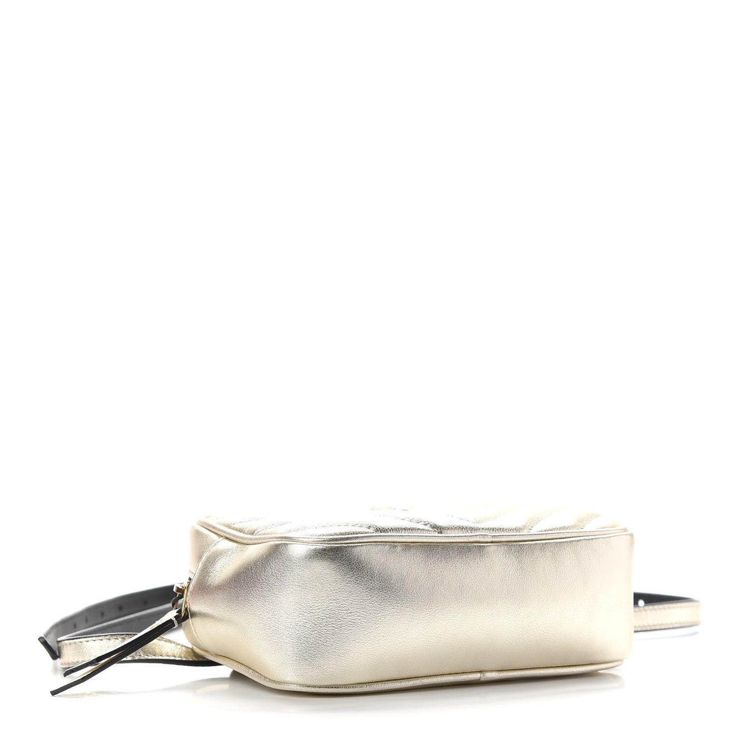 Metallic Calfskin Matelasse Monogram Lou Belt Bag Platino