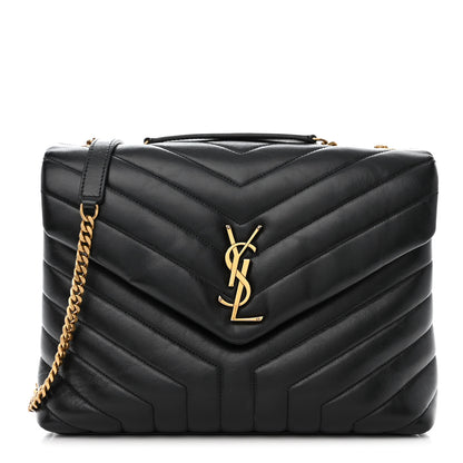 Saint Laurent Calfskin Y Quilted Monogram Medium Loulou Chain Satchel Black 1 of 12