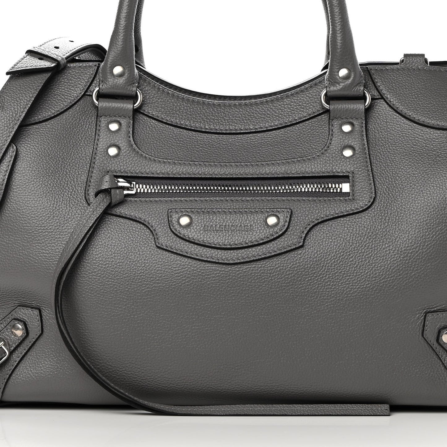Grained Calfskin Neo Classic Silver Hardware Medium City Dark Grey
