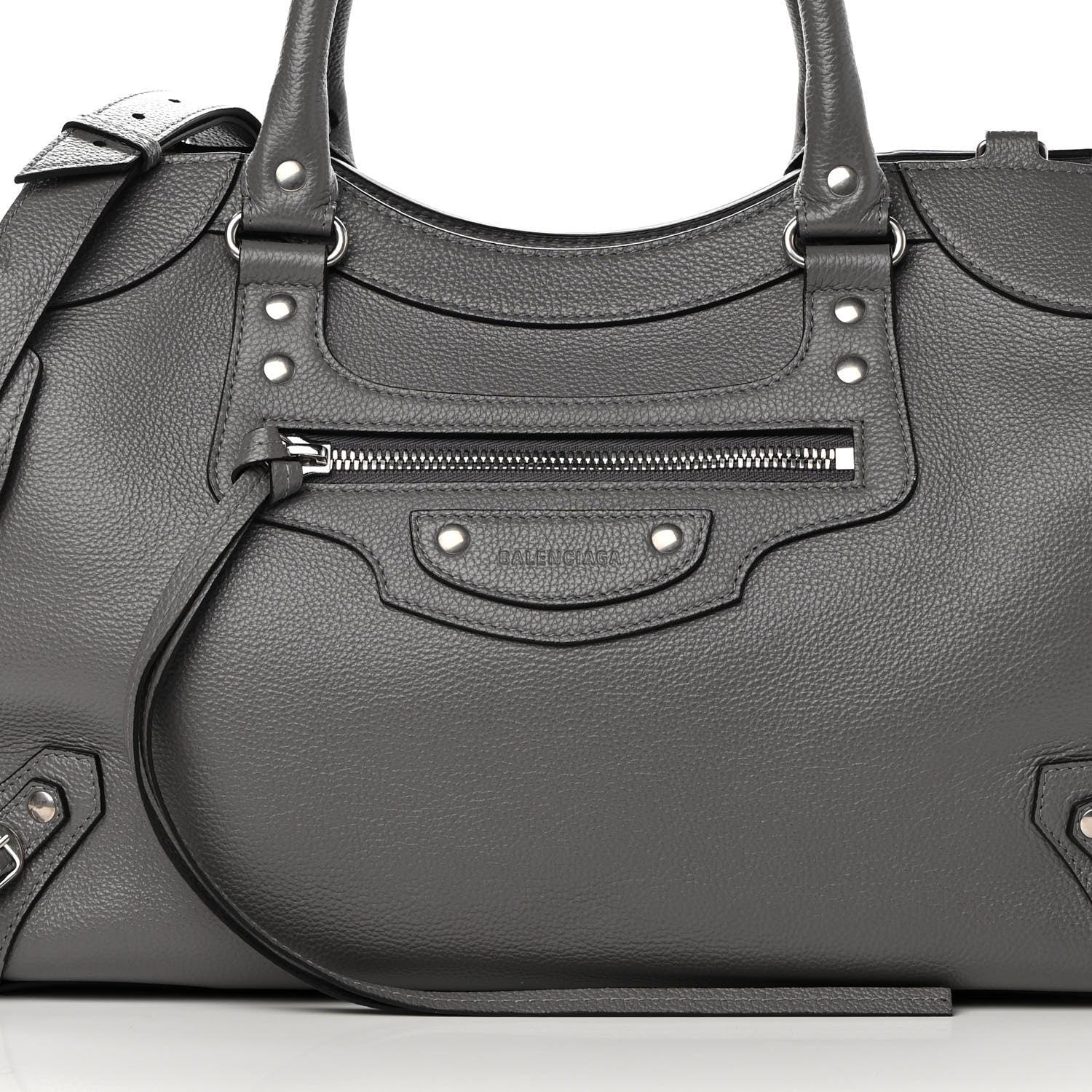 Balenciaga Grained Calfskin Neo Classic Silver Hardware Medium City Dark Grey 7 of 15