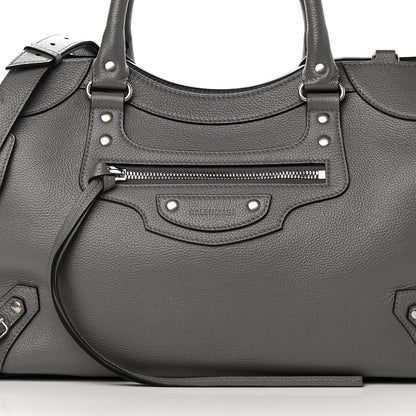 Balenciaga Grained Calfskin Neo Classic Silver Hardware Medium City Dark Grey 7 of 15