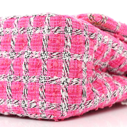 Chanel Tweed Quilted Jumbo Double Flap Hot Pink 10 of 11