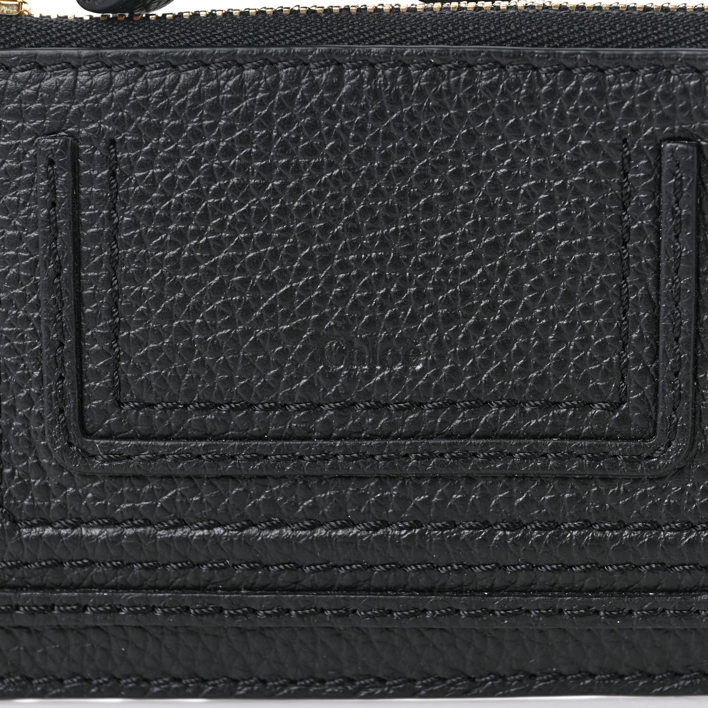 Grained Calfskin Alphabet Purse Wallet Black
