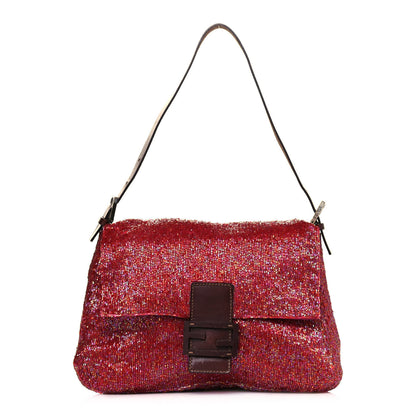 Fendi Beaded Baguette Red Pink 1 of 21