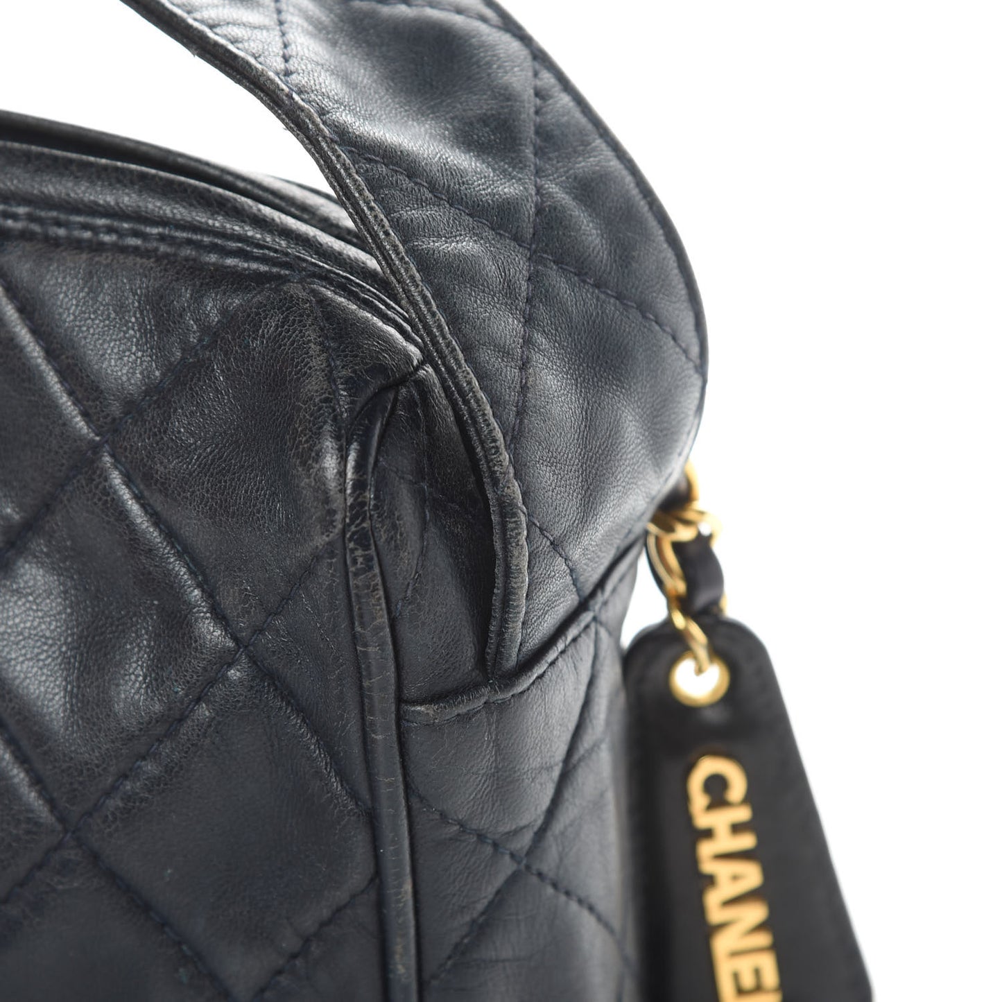 Lambskin Quilted CC Shoulder Bag Navy