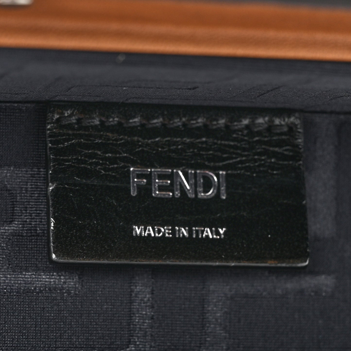 Shiny Glazed Fabric Vachetta FF 1974 Medium Baguette Trunk Mogano Panna Cuoio