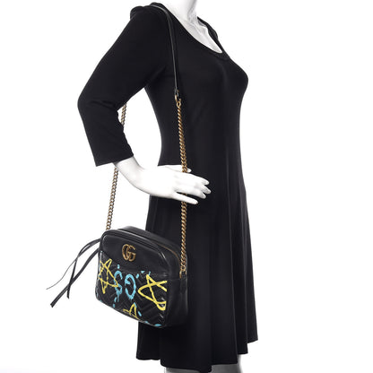 Gucci Calfskin Matelasse GucciGhost Medium GG Marmont Chain Shoulder Bag Black New Acquamarine 2 of 14
