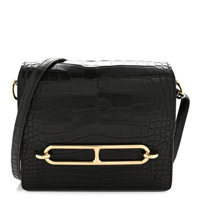 Hermes Matte Alligator Mini Sac Roulis Black 1 of 11