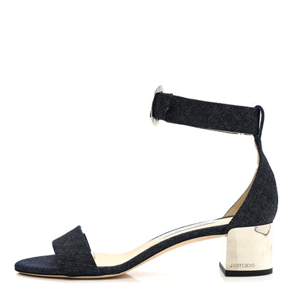Jimmy Choo Denim Jaimie Ankle Strap Sandals 40 Indigo 1 of 9