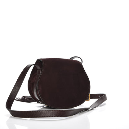 Chloe Suede Calfskin Braided Mini Marcie Round Crossbody Bag Carbon Brown 3 of 8