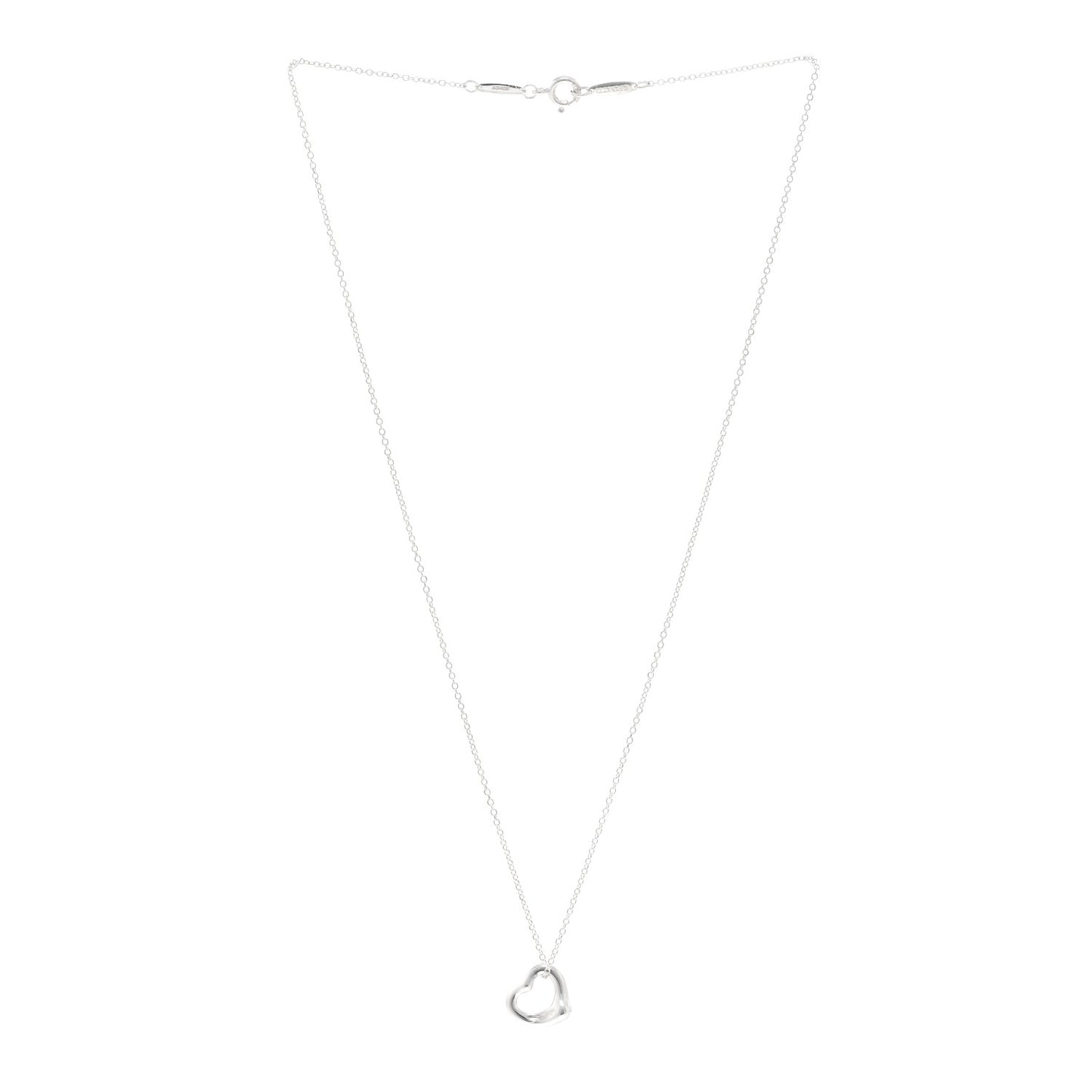 Sterling Silver 11mm Elsa Peretti Open Heart Pendant Necklace