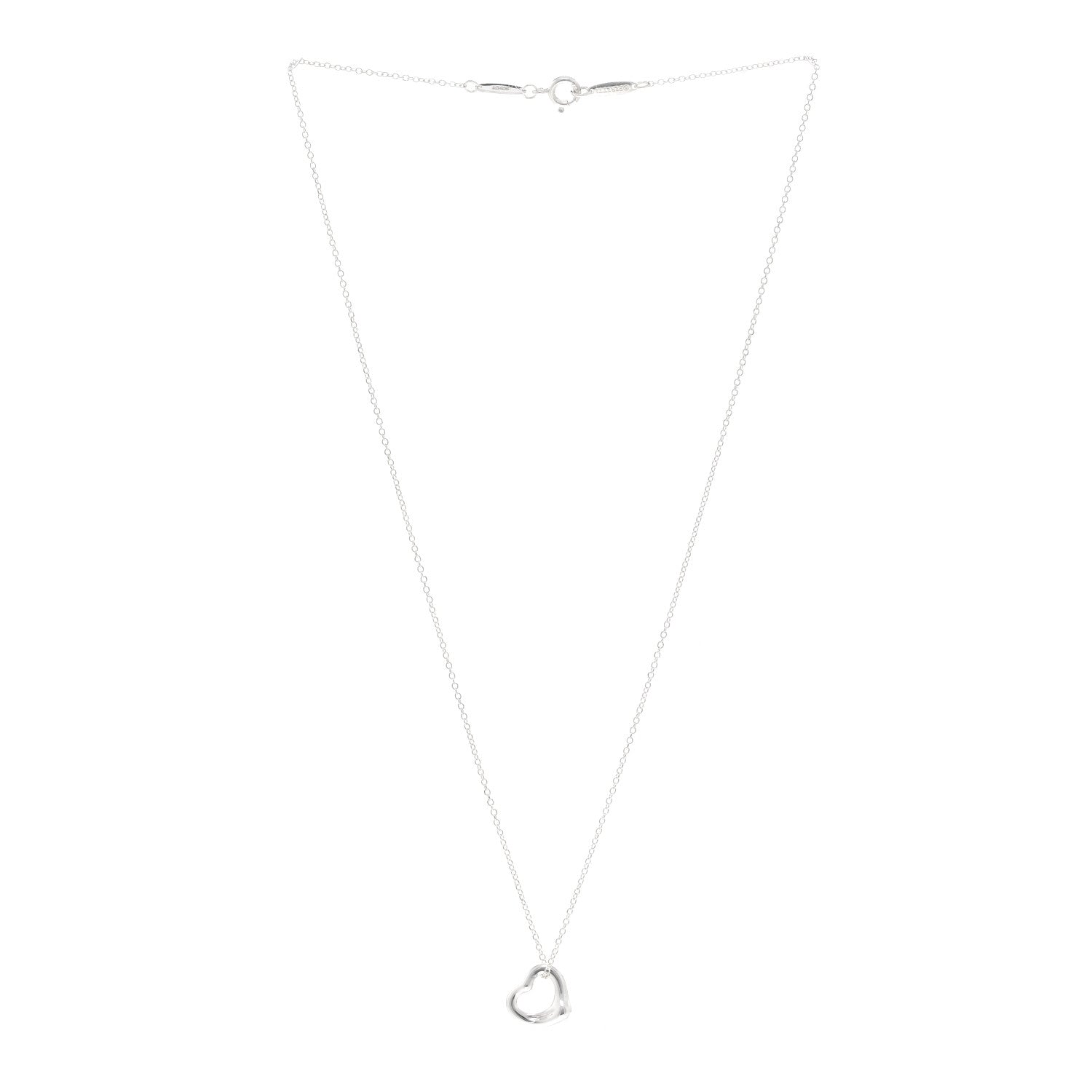 Tiffany Sterling Silver 11mm Elsa Peretti Open Heart Pendant Necklace 3 of 5