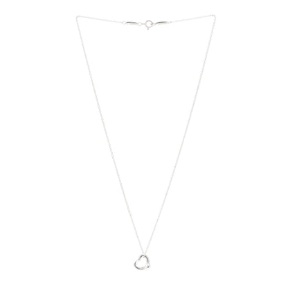 Tiffany Sterling Silver 11mm Elsa Peretti Open Heart Pendant Necklace 3 of 5
