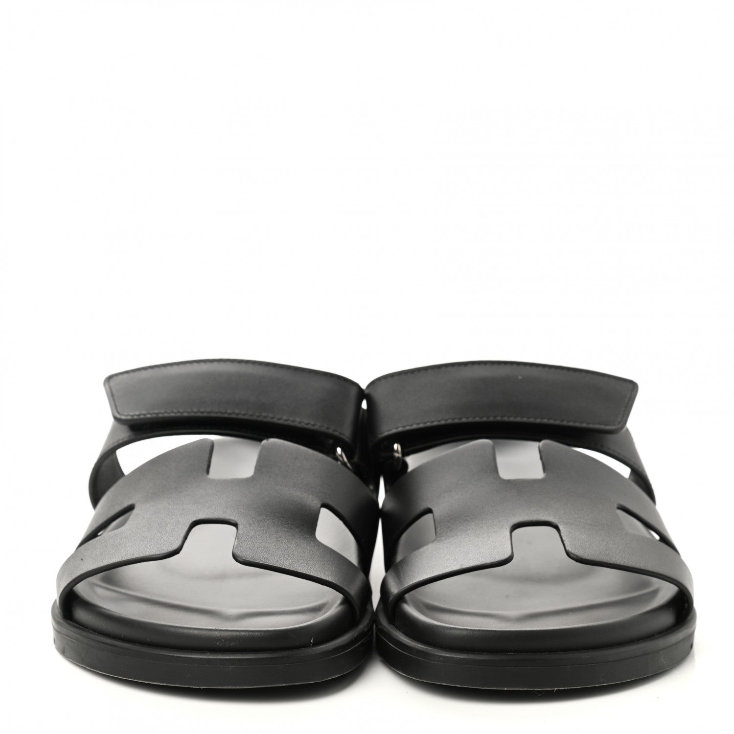 Hermes Calfskin Womens Chypre Sandals 37.5 Black 2 of 10