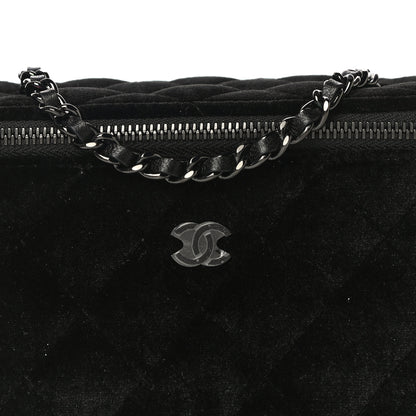 Chanel Velvet Quilted Small Vanity Case With Chain Black 7 of 10