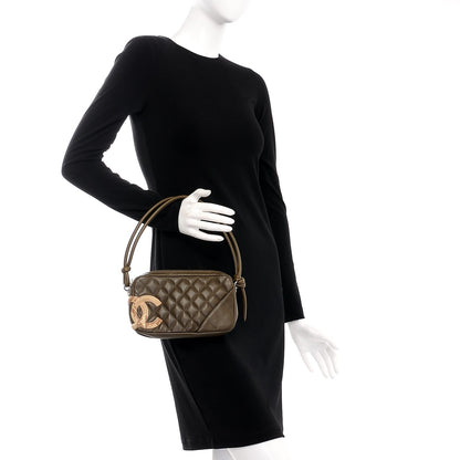 Chanel Calfskin Python Quilted Cambon CC Pochette Khaki 2 of 7