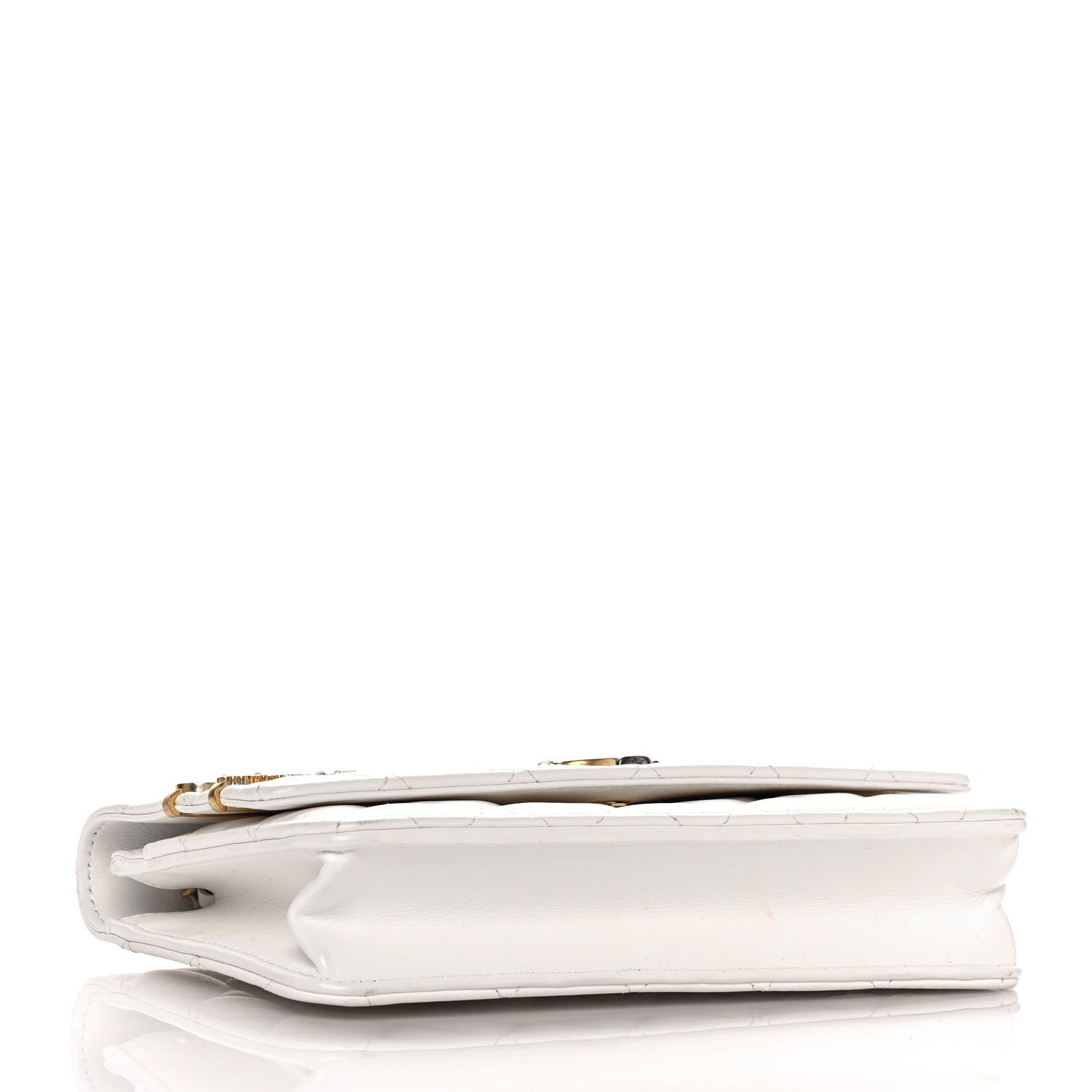 Chanel Lambskin Quilted Coco Clips Wallet On Chain WOC White 3 of 10