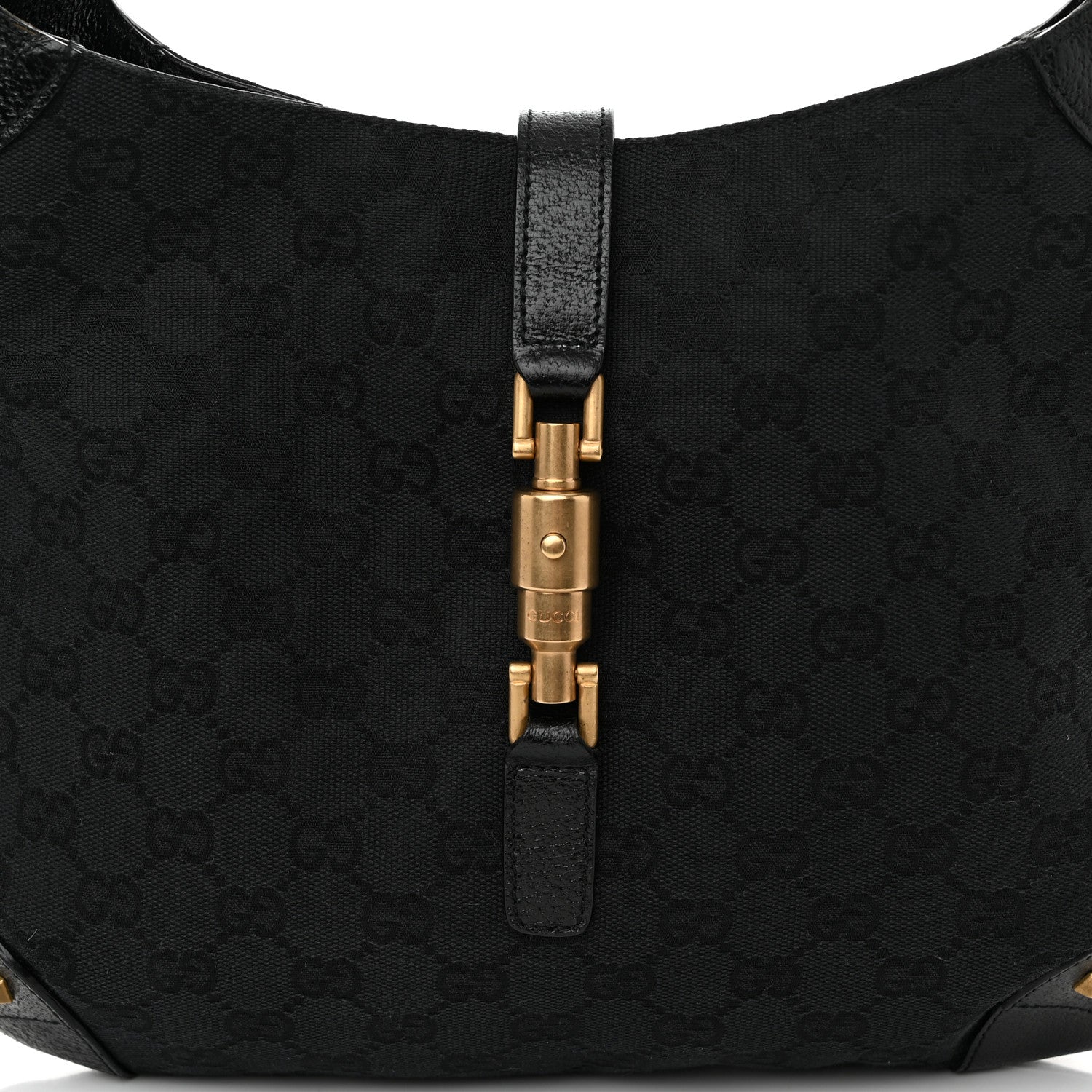 Gucci Monogram Piston Lock Jackie O Hobo Black 8 of 11