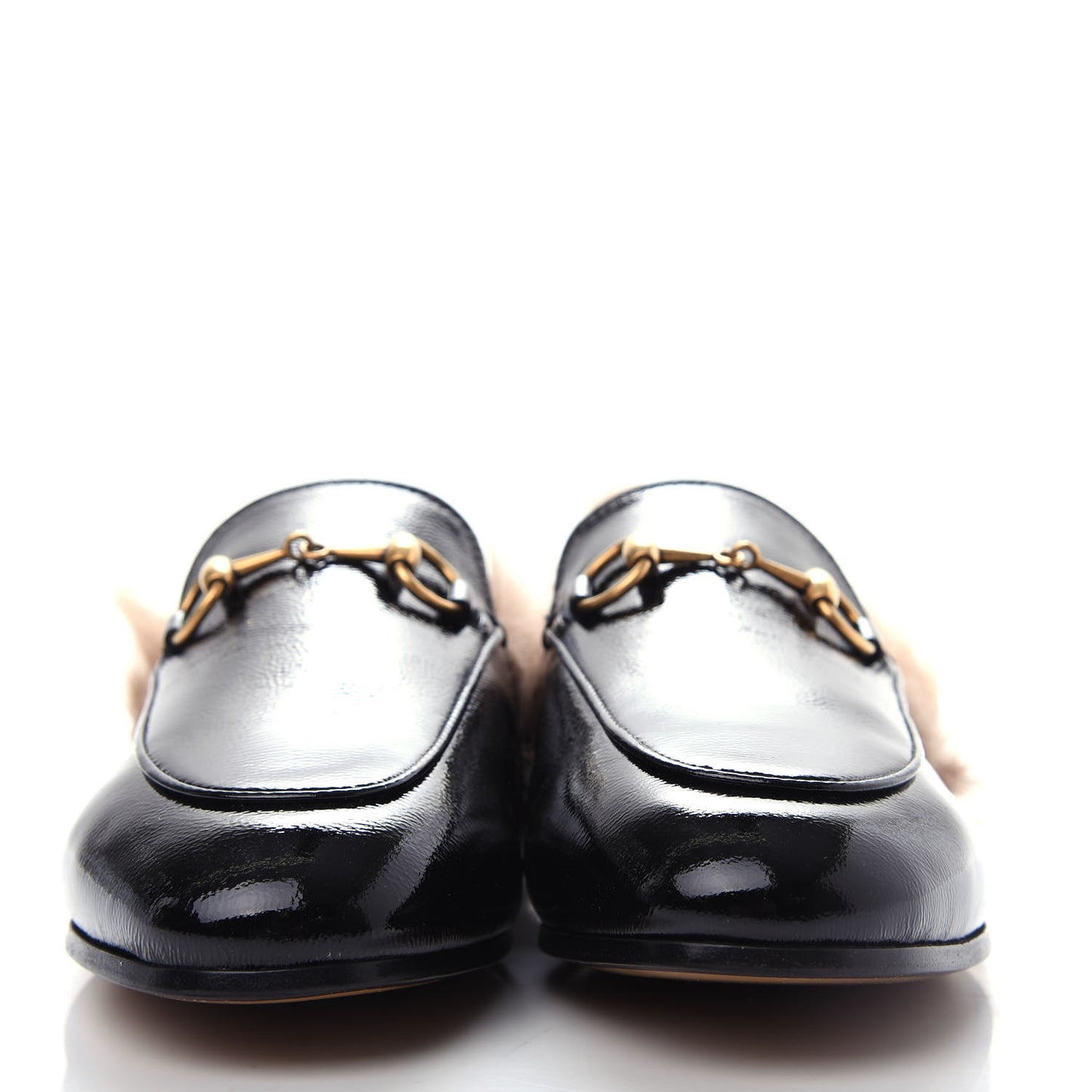 Patent Fur Womens Princetown Slippers 35 Black Natural