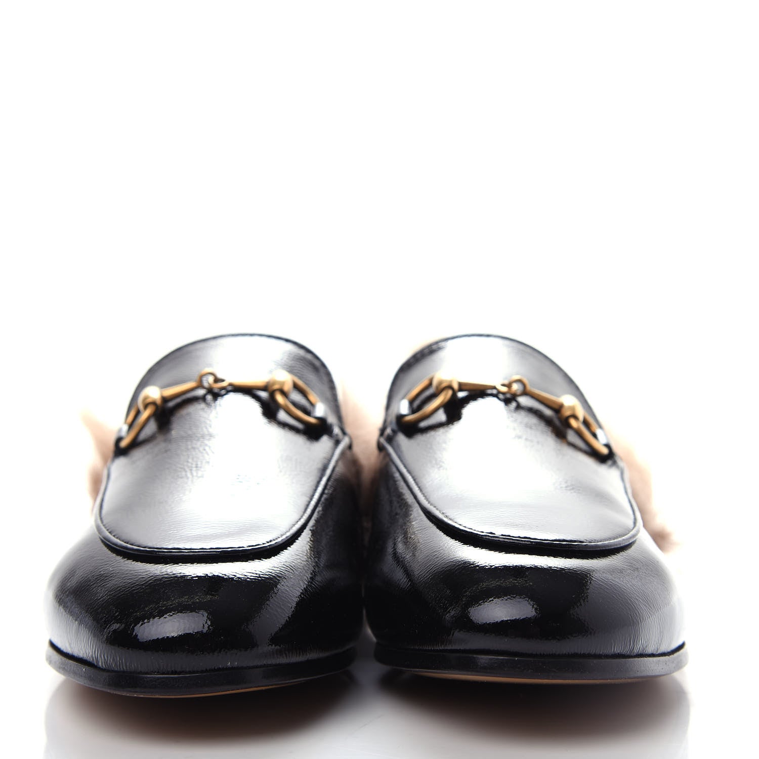 Gucci Patent Fur Womens Princetown Slippers 35 Black Natural 2 of 10