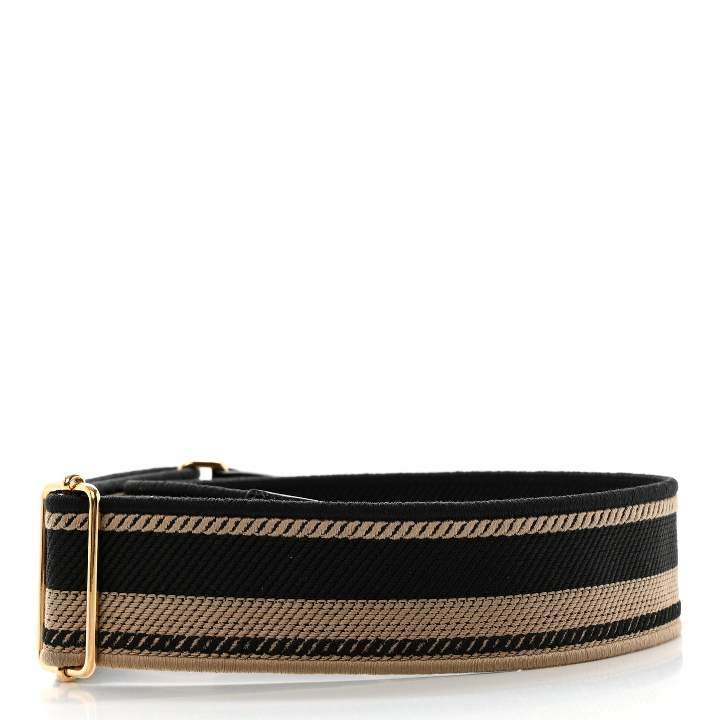Canvas Calfskin Logo Shoulder Strap Black Beige