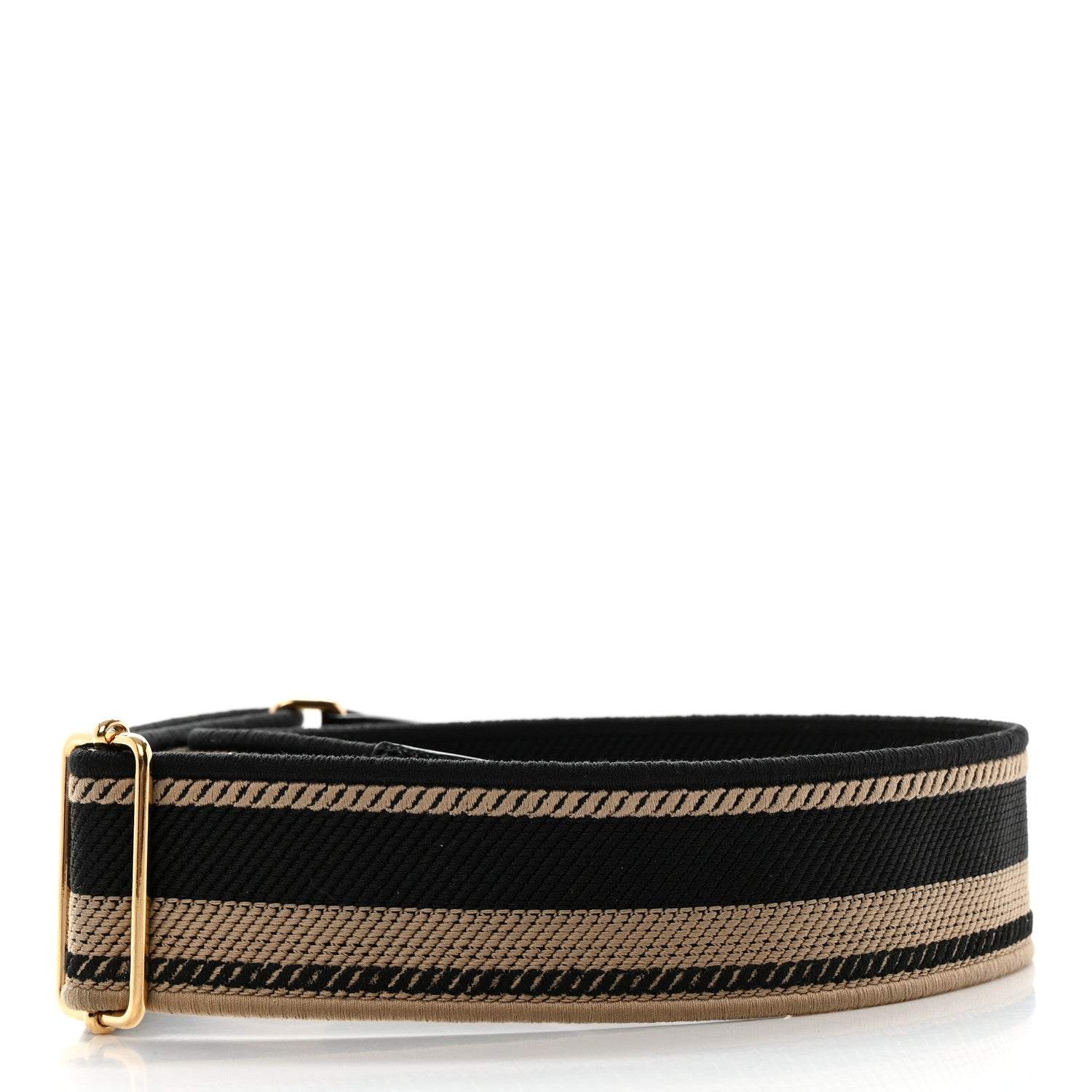 Prada Canvas Calfskin Logo Shoulder Strap Black Beige 2 of 6