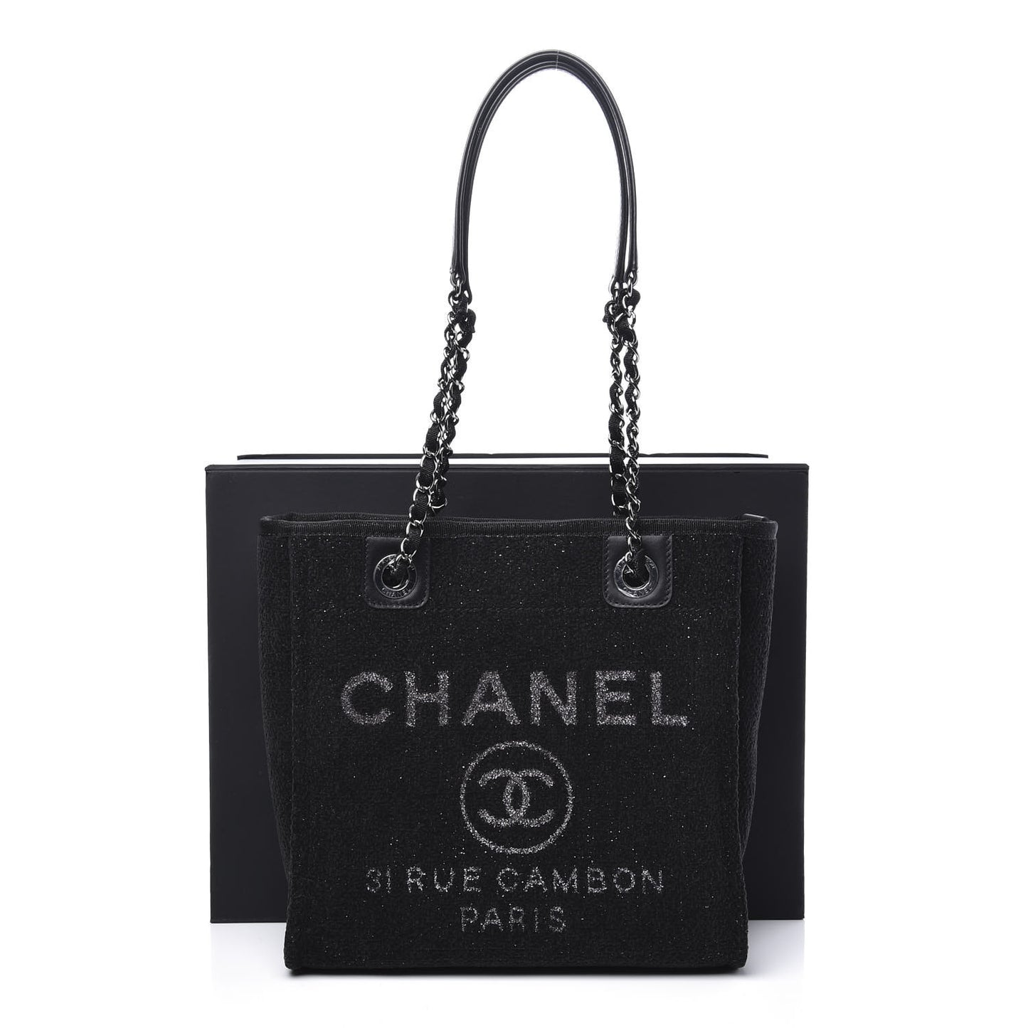 Lurex Boucle Mini Deauville Tote Black