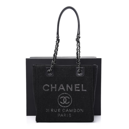 Chanel Lurex Boucle Mini Deauville Tote Black 10 of 10