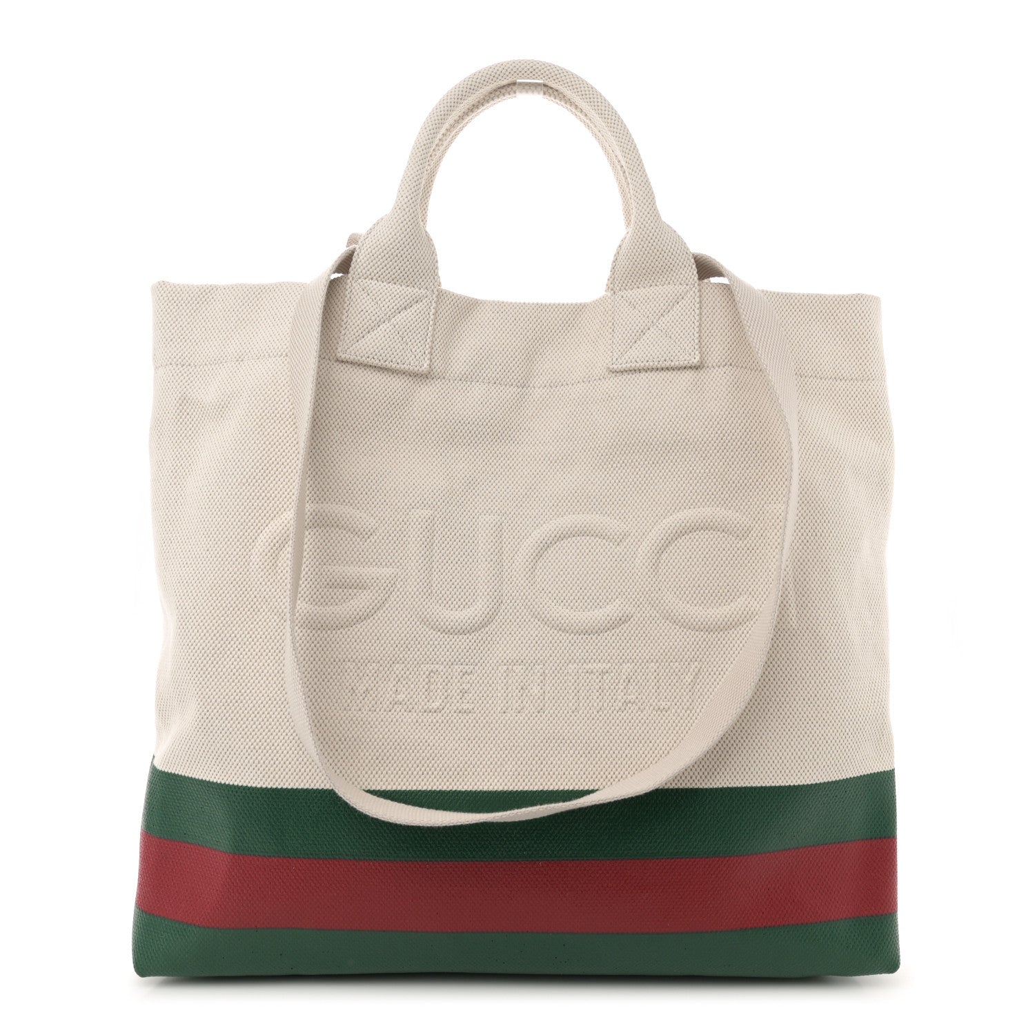 Gucci Canvas Logo Embossed Ophidia Tote Beige 1 of 10