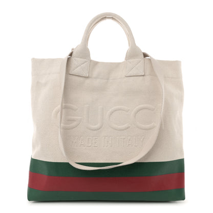 Gucci Canvas Logo Embossed Ophidia Tote Beige 1 of 10