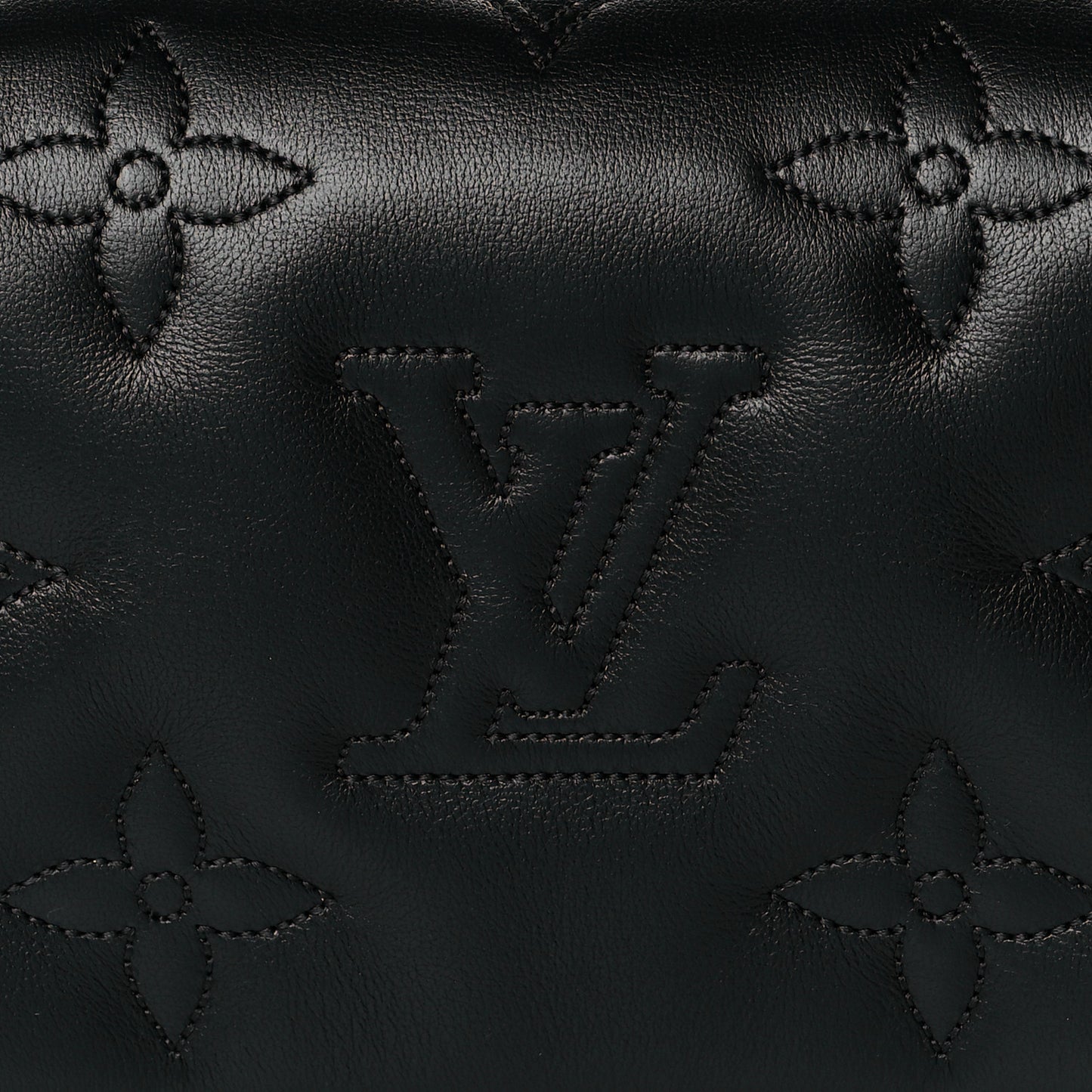 Calfskin Bubblegram Wallet On Strap Black
