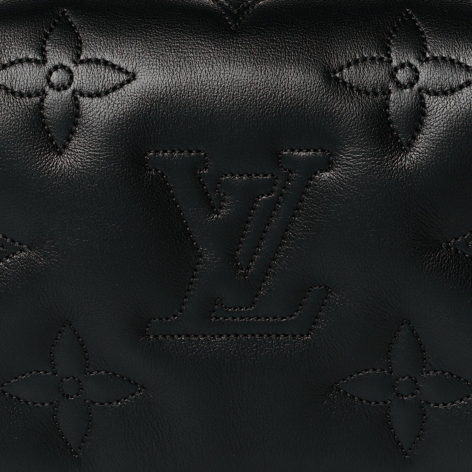 Louis Vuitton Calfskin Bubblegram Wallet On Strap Black 7 of 10