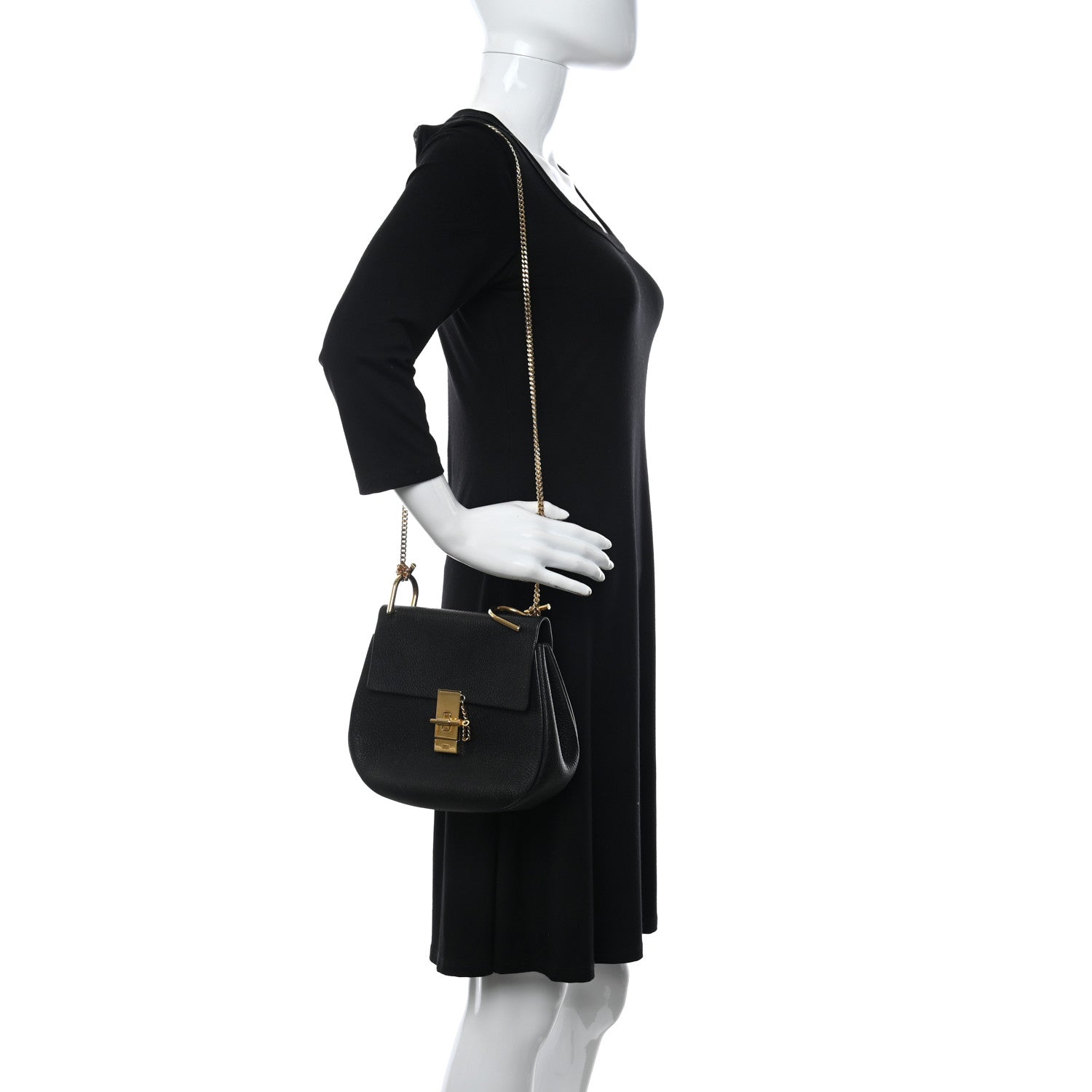 Chloe Grained Lambskin Mini Drew Shoulder Bag Black 2 of 8