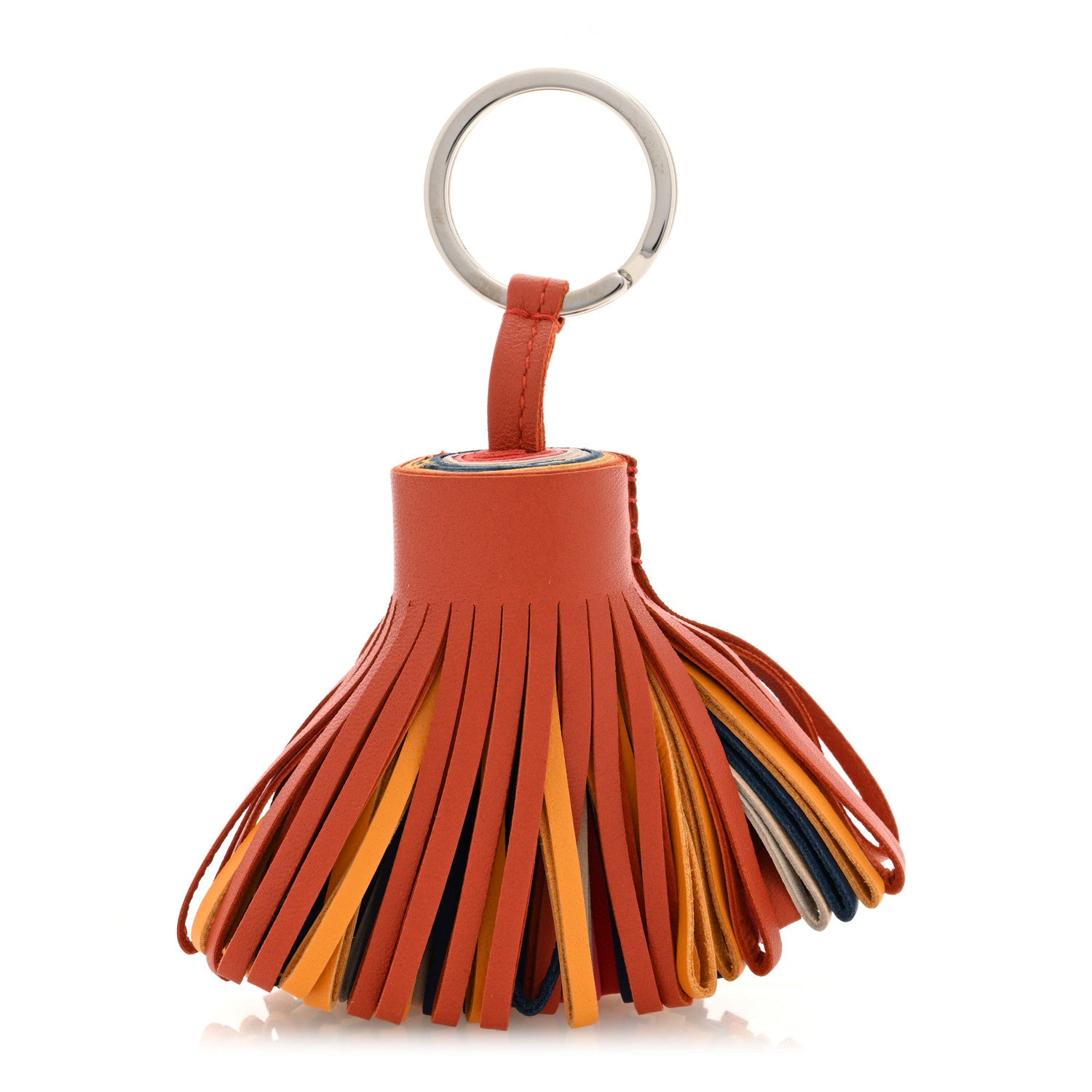 Hermes Lambskin Carmen Tassel Key Holder Cornaline Jaune D'Or Bleu Orange Pale Rose Rouge 1 of 4