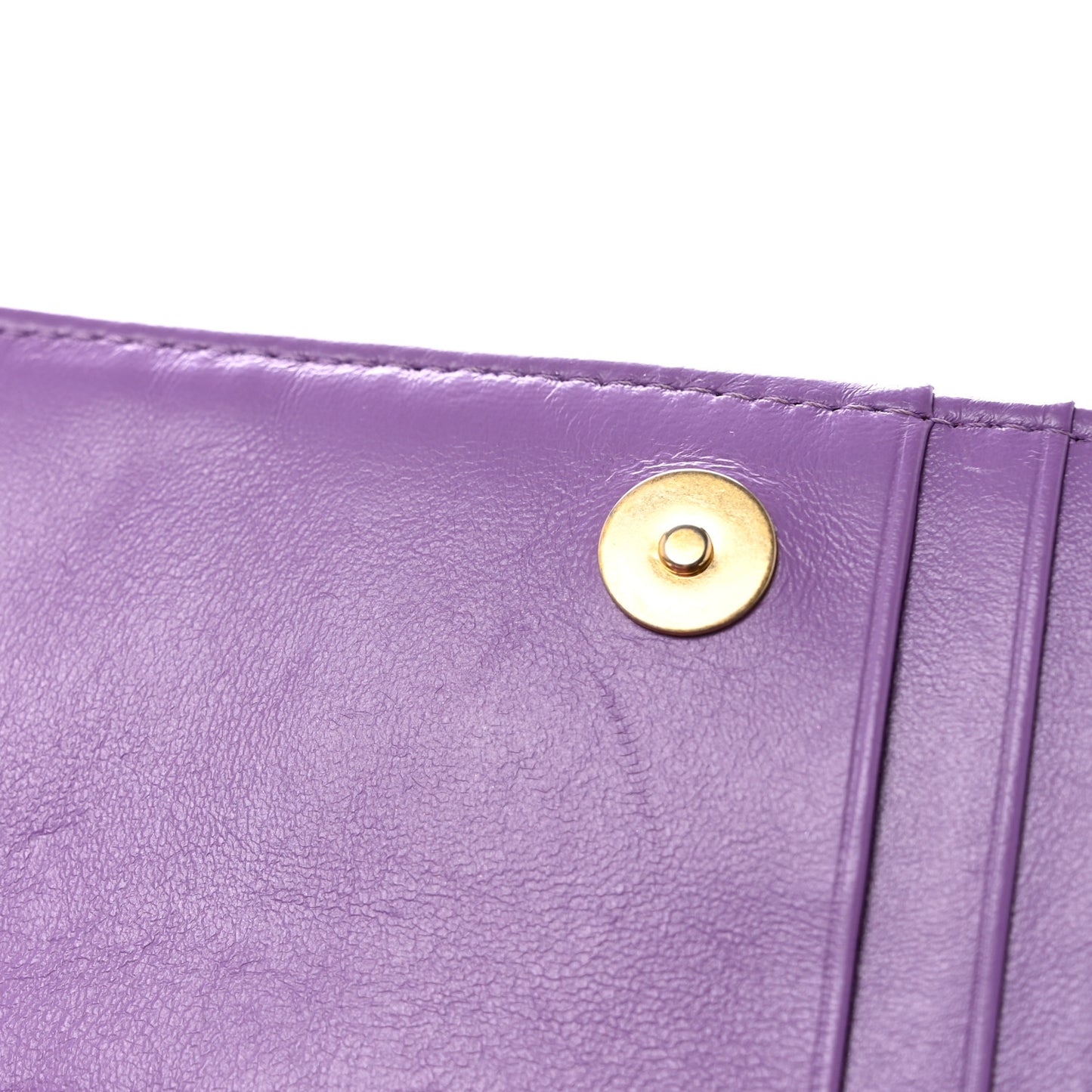 Lambskin Enamel Quilted Pending CC Clutch With Chain  Purple