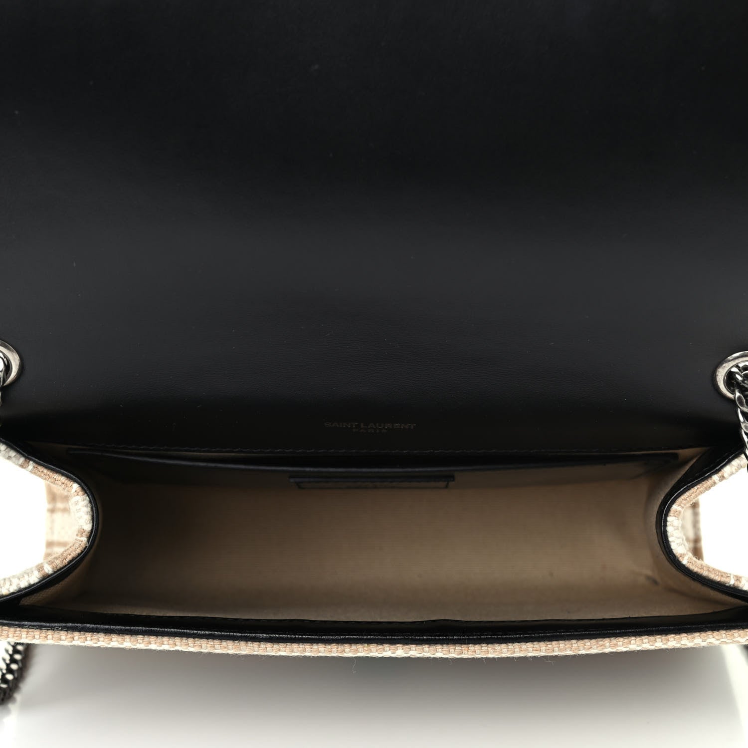 Saint Laurent Berber Canvas Striped Medium Classic Monogram Kate Satchel 4 of 4
