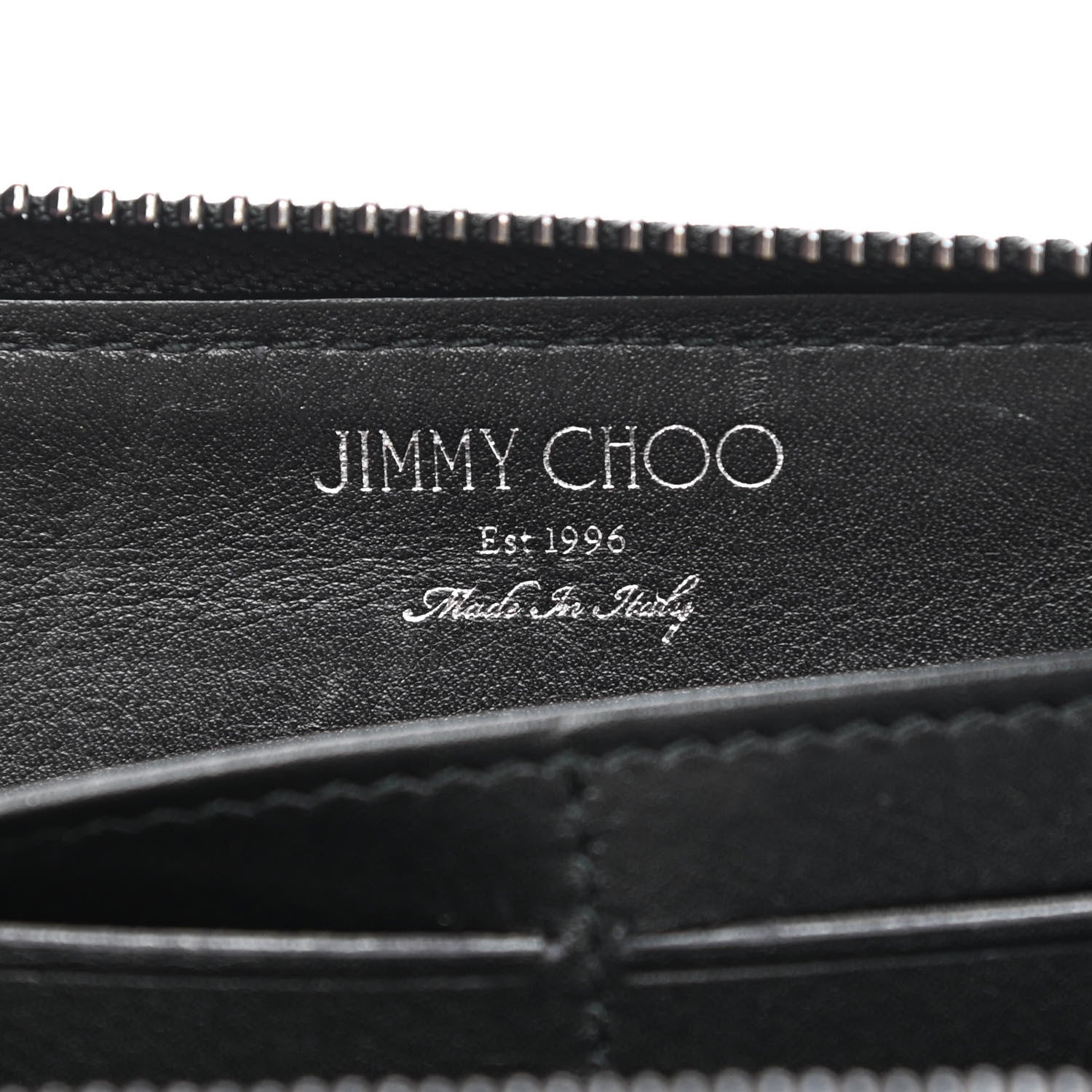 Jimmy Choo Calfskin Filipa Star Perforated Zip Around Wallet Black Brown 6 of 10