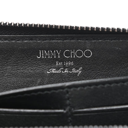 Jimmy Choo Calfskin Filipa Star Perforated Zip Around Wallet Black Brown 6 of 10