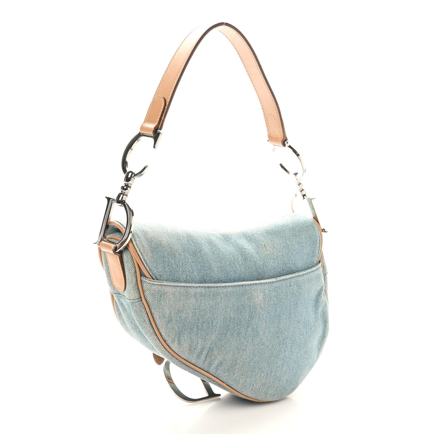 Denim Calfskin Saddle Bag Light Blue