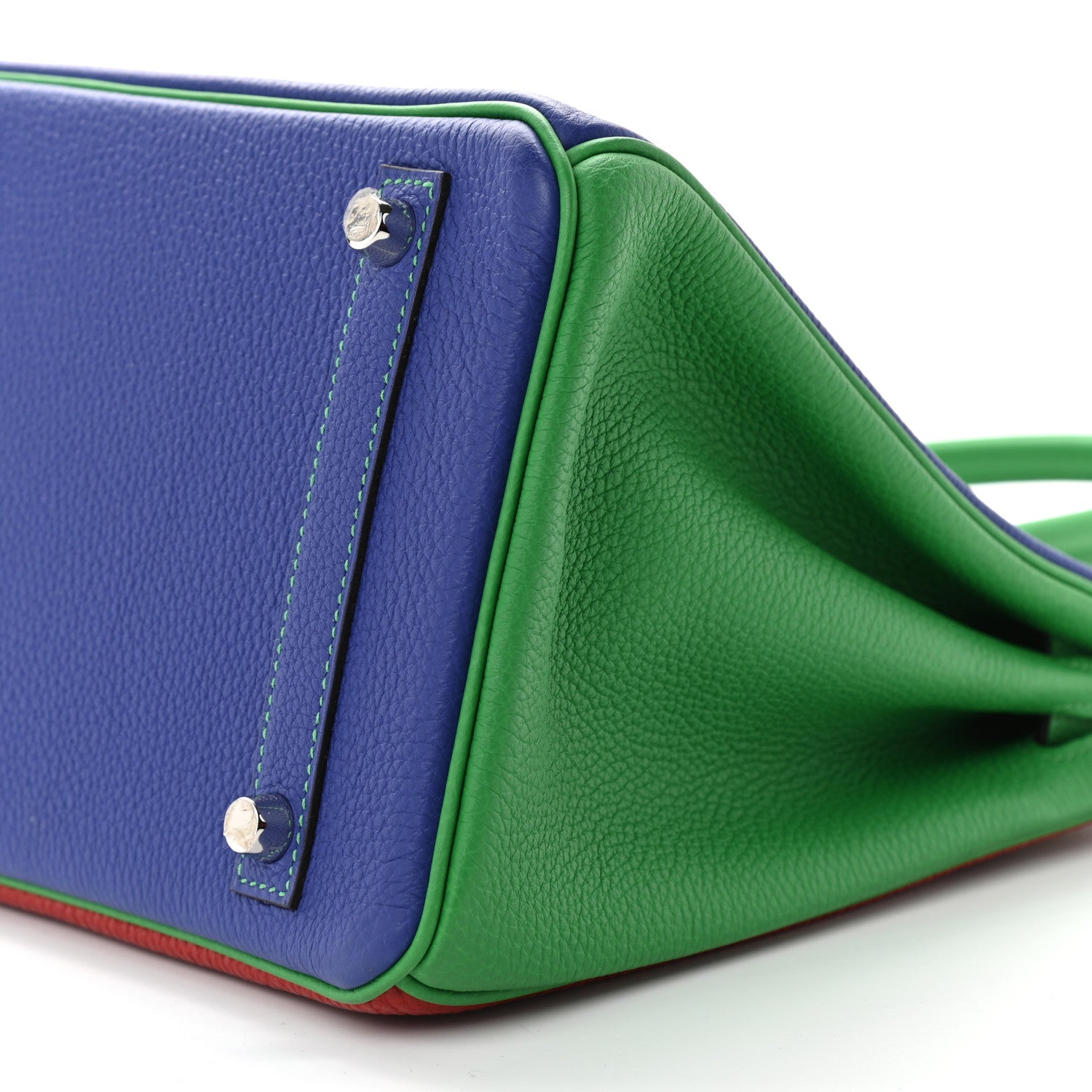 Hermes Togo Horseshoe Birkin 30 Bleu Electrique Bambou Rouge Vif 9 of 10